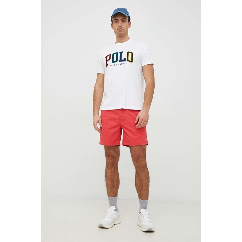 Bavlněné tričko Polo Ralph Lauren , bílá barva, s aplikací