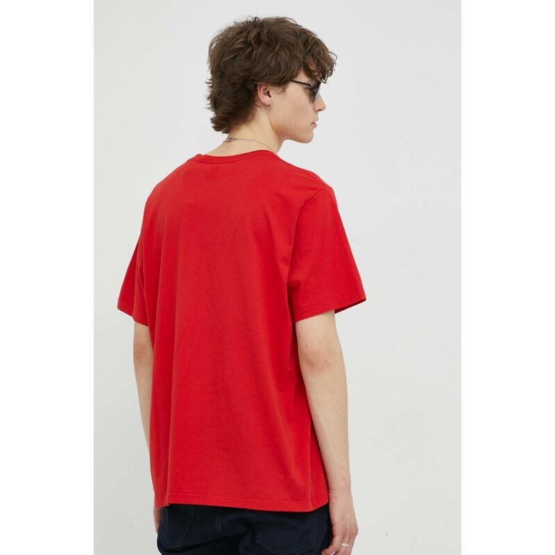 Bavlněné tričko Levi's , červená barva, s potiskem
