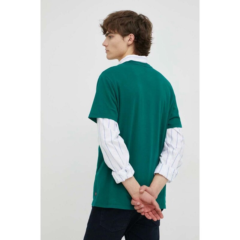 Bavlněné tričko Levi's , zelená barva, s potiskem