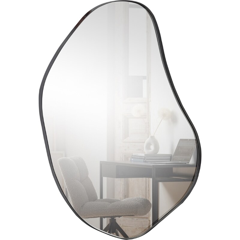 Hoorns Černé kovové závěsné zrcadlo Mona 100 x 70 cm
