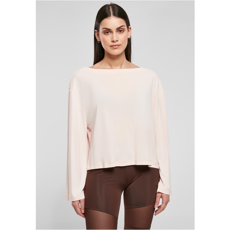 Urban Classics Dámský krátký modal Bateau Necklinie s dlouhým
