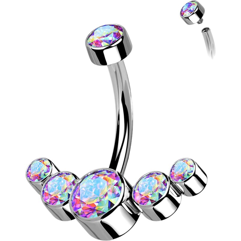 Atreya Titanový piercing do pupíku s vnitřním závitem a 5 zatočenými 70289937