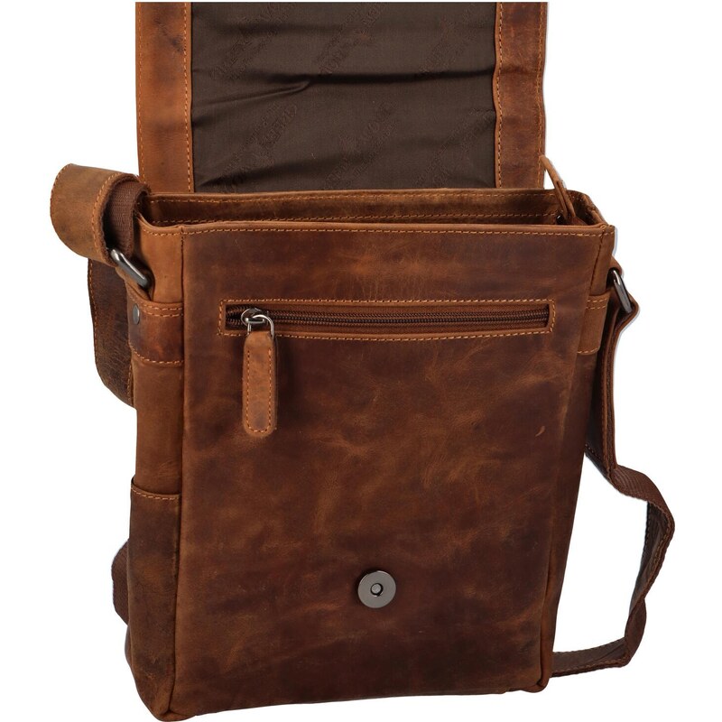 Green Wood Moderní pánská kožená crossbody taška Ismauelo, světlejší hnědá