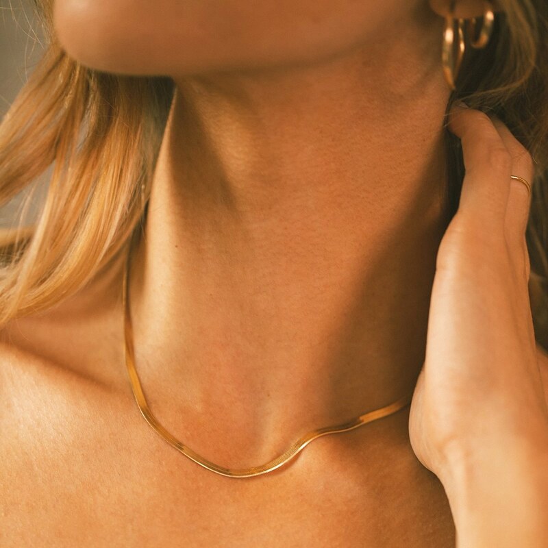 ORNAMENTI Pozlacený náhrdelník Wide Flat gold