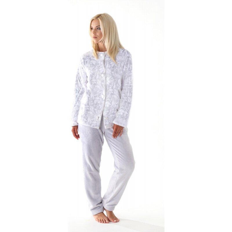 Vestis FLORA 6356 teplé pyžamo dove grey knoflík