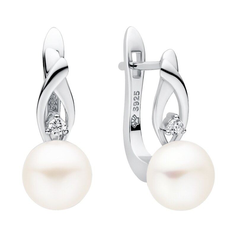 Gaura Pearls Stříbrné náušnice s bílou 8-8.5 mm perlou Estrella, 75457122