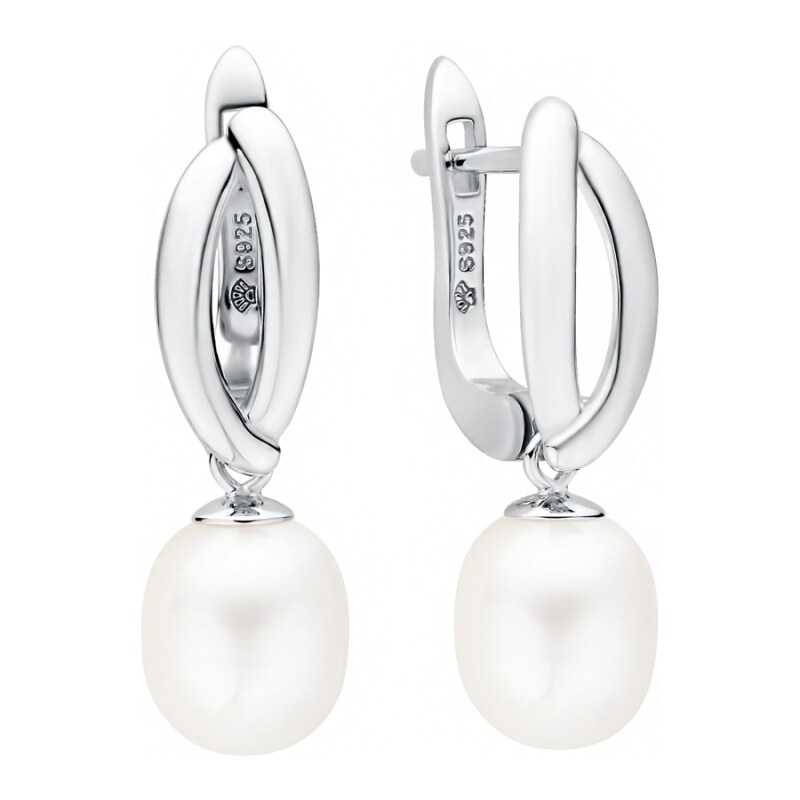 Gaura Pearls Stříbrné náušnice s bílou 8-8.5 mm perlou Natalia, 75457231