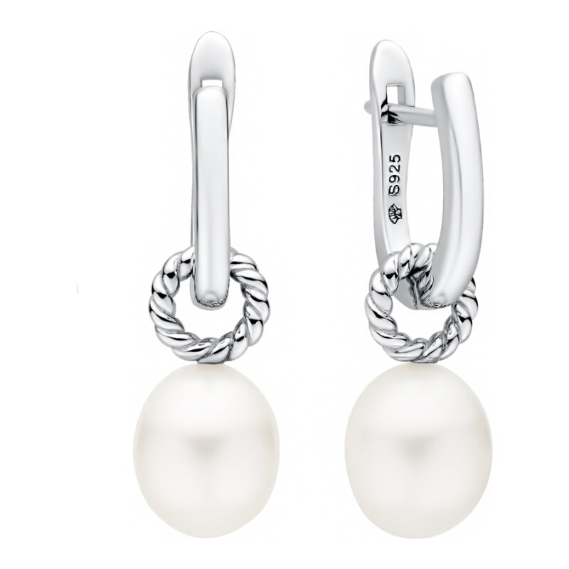 Gaura Pearls Stříbrné náušnice s bílou 8.5-9 mm perlou Francoa, 75457234