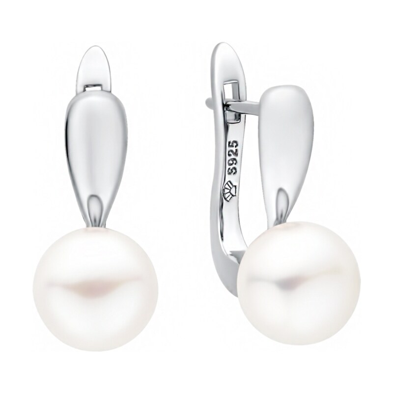 Gaura Pearls Stříbrné náušnice s bílou 8.5-9 mm perlou Bianca, stříbro 75457228