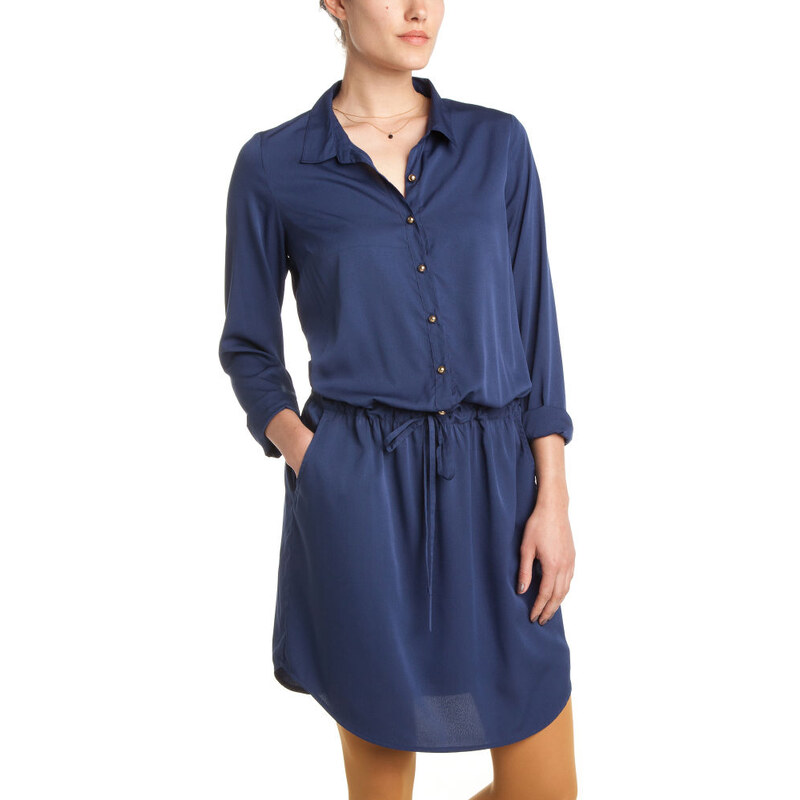 3Suisses Košilové šaty s vázačkou v pase námořnická modrá 42