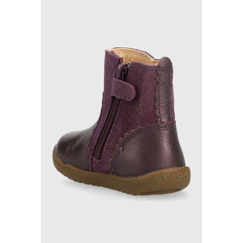 Dětské kožené boty Geox fialová barva