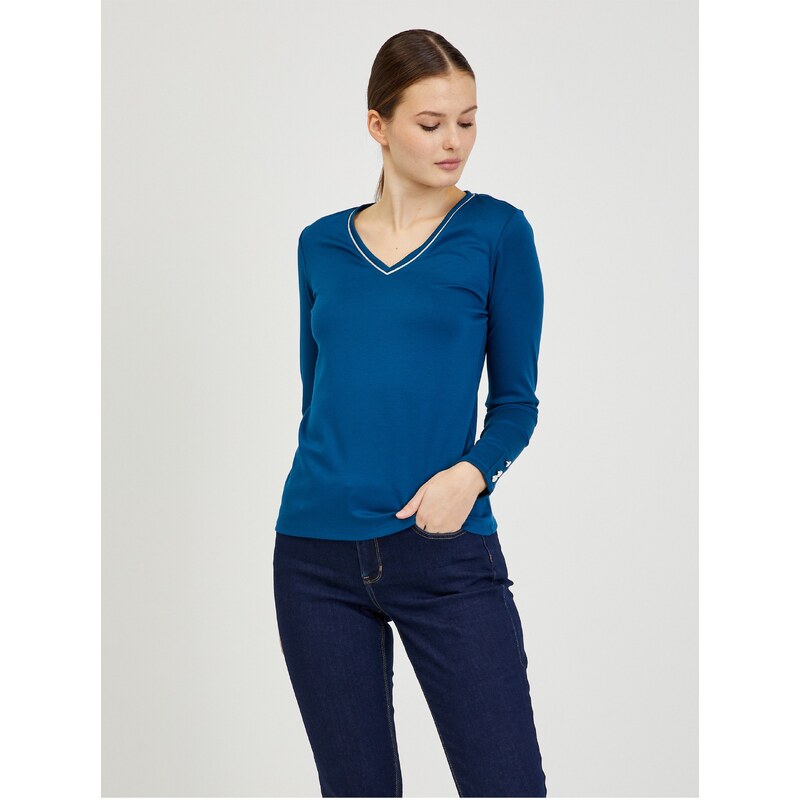 Modré dámské tričko s dlouhým rukávem ORSAY - Dámské