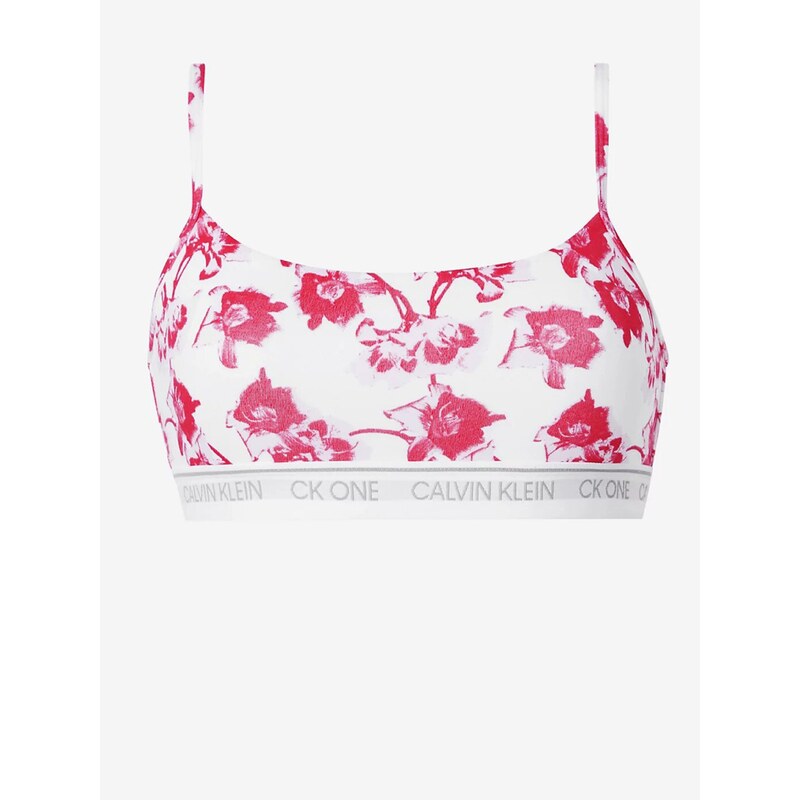 Červeno-bílá květovaná bralette podprsenka Calvin Klein Underwear - Dámské