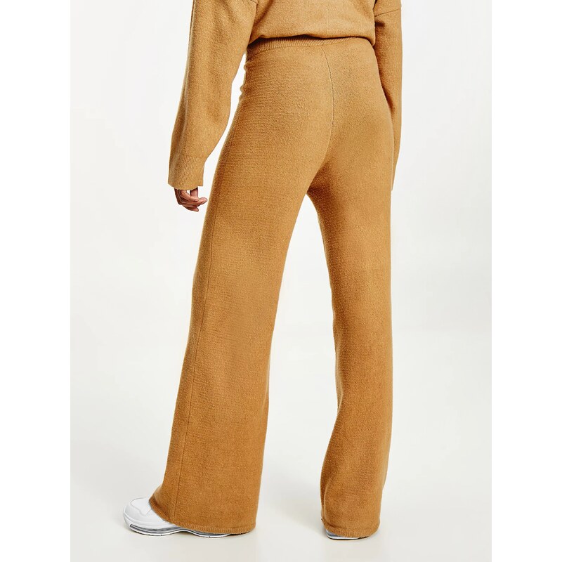 Hnědé dámské volné tepláky Tommy Hilfiger Flex Wide Leg Pant - Dámské