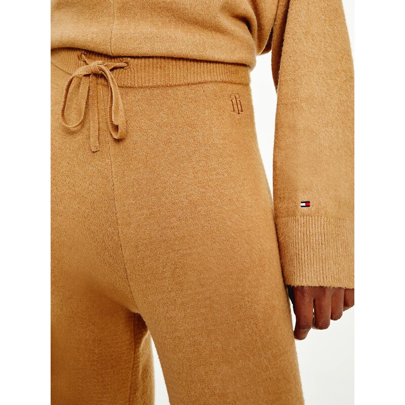 Hnědé dámské volné tepláky Tommy Hilfiger Flex Wide Leg Pant - Dámské