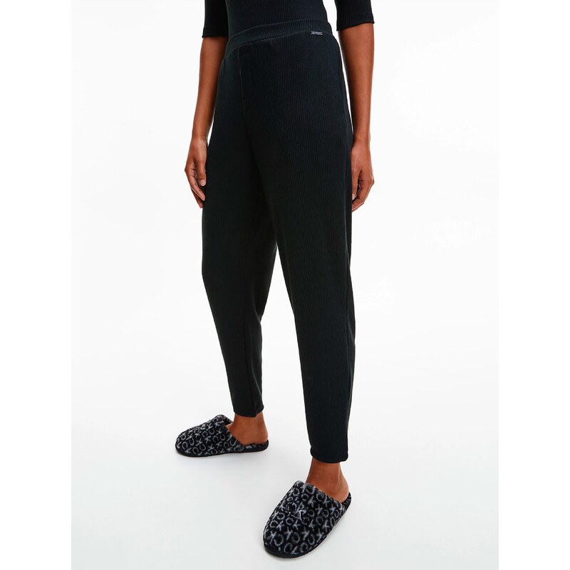 Černé dámské žebrované kalhoty na spaní Calvin Klein Jeans Ease - Dámské