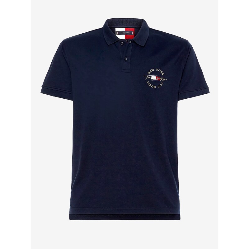 Tmavě modré pánské polo triko Tommy Hilfiger Icon Logo Interlock - Pánské