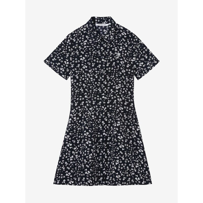 Černé dámské košilové květované šaty Calvin Klein Jeans - Dámské