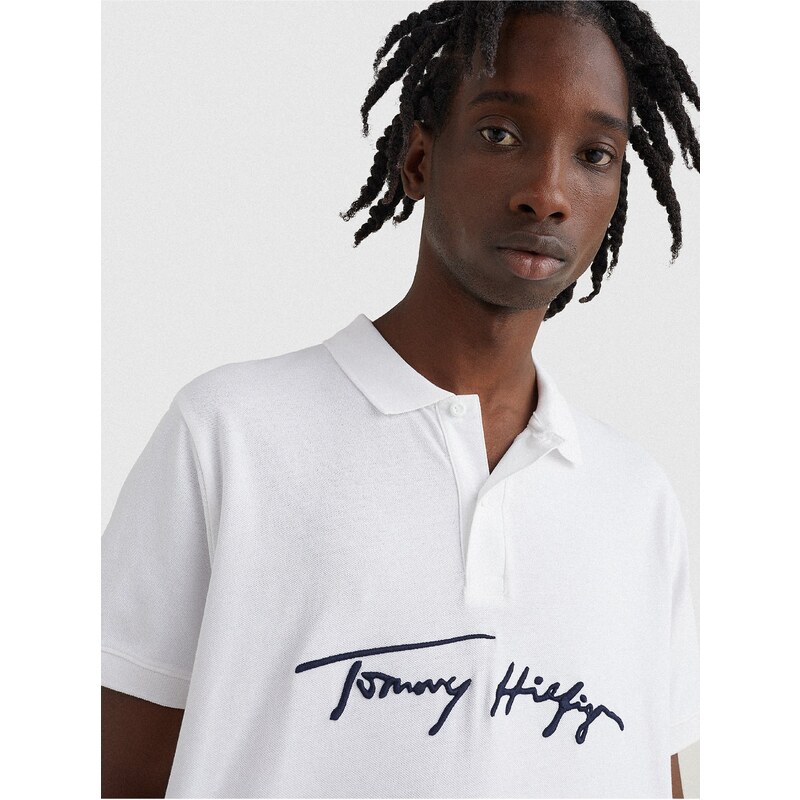 Bílé pánské polo tričko Tommy Hilfiger - Pánské
