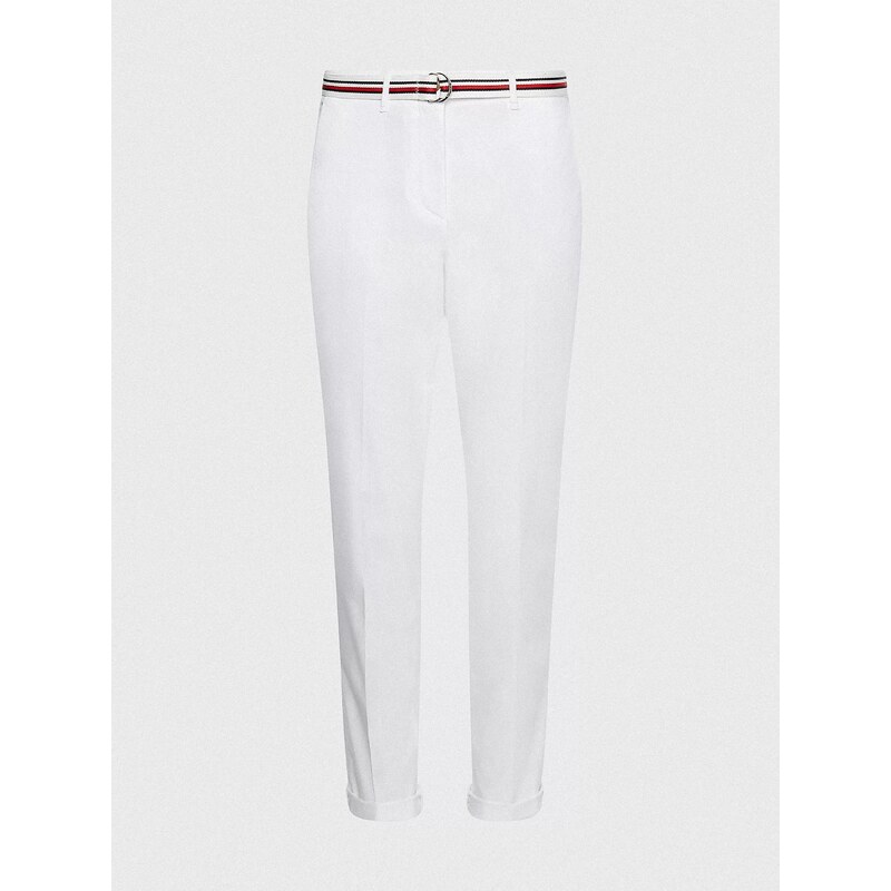 Bílé dámské zkrácené chino kalhoty Tommy Hilfiger - Dámské