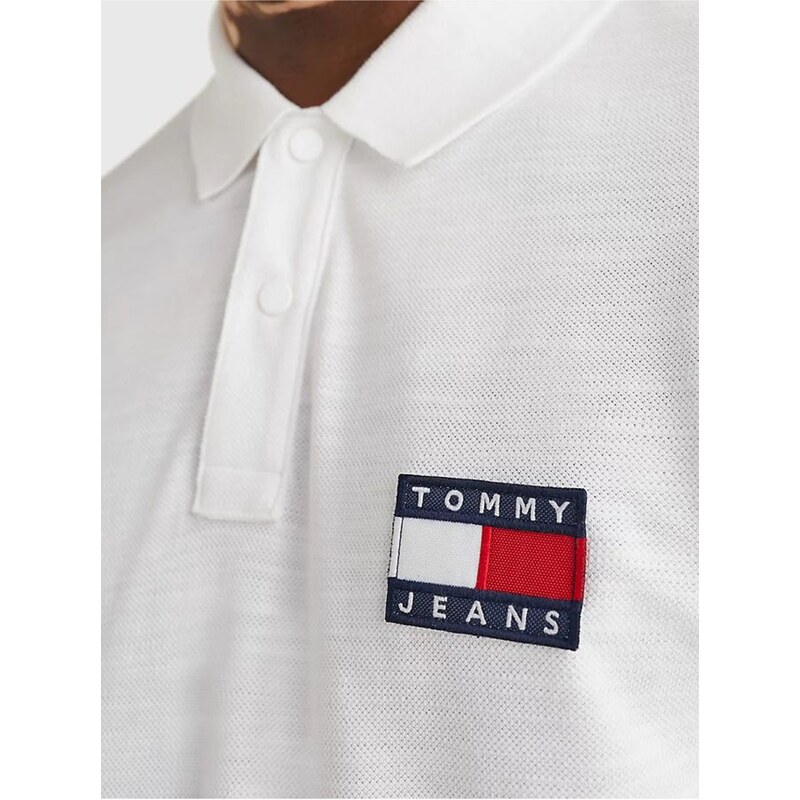 Tommy Hilfiger Bílé pánské polo tričko Tommy Jeans - Pánské
