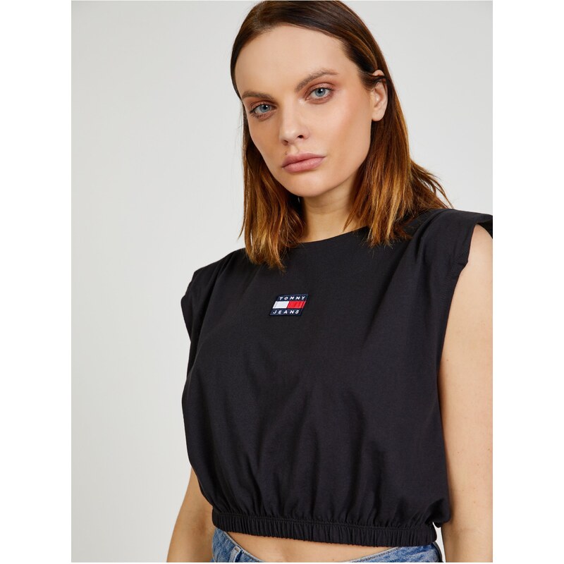 Tommy Hilfiger Černé dámské cropped tričko Tommy Jeans - Dámské