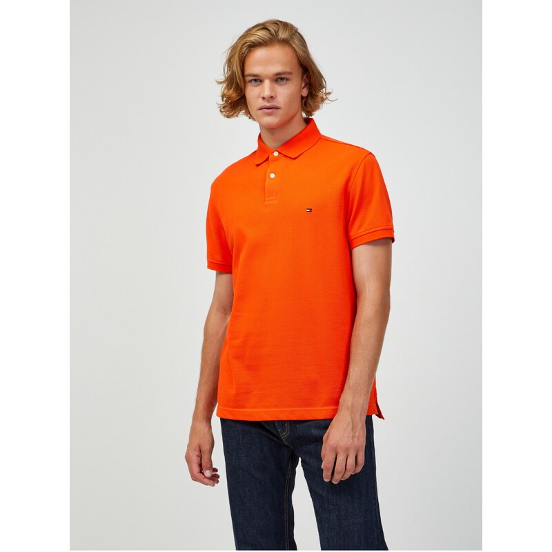 Oranžové pánské polo tričko Tommy Hilfiger - Pánské