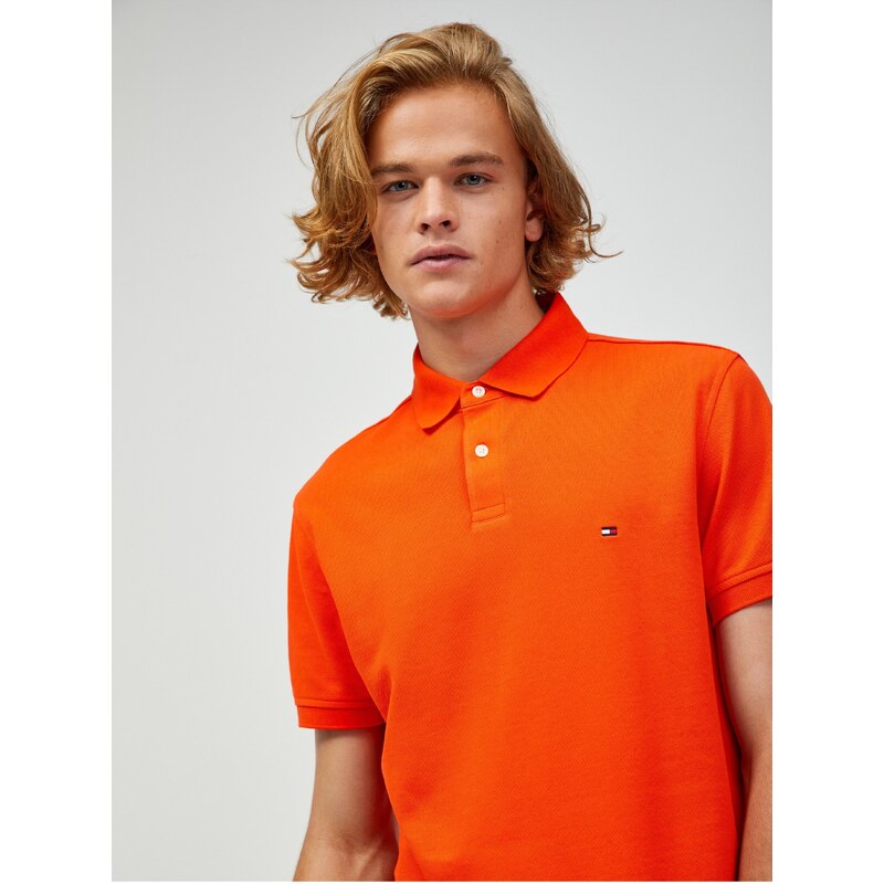 Oranžové pánské polo tričko Tommy Hilfiger - Pánské