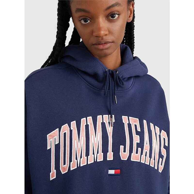 Tommy Hilfiger Tmavě modré dámské mikinové šaty s kapucí Tommy Jeans - Dámské