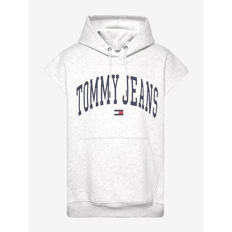 Tommy Hilfiger Světle šedá dámská oversize mikina s kapucí Tommy Jeans Collegiat - Dámské