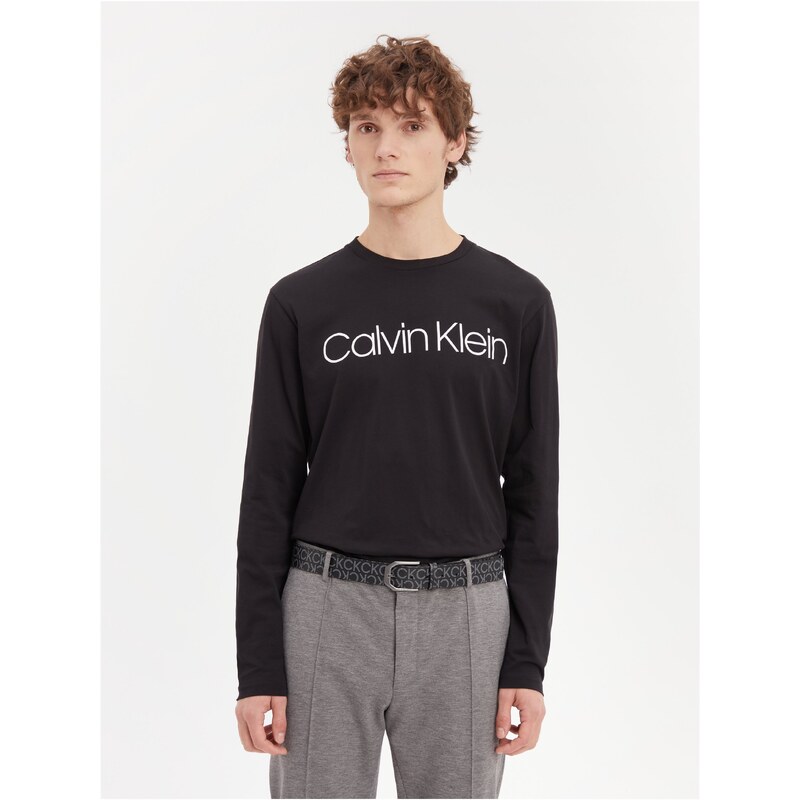 Černý pánský vzorovaný pásek Calvin Klein Jeans - Pánské