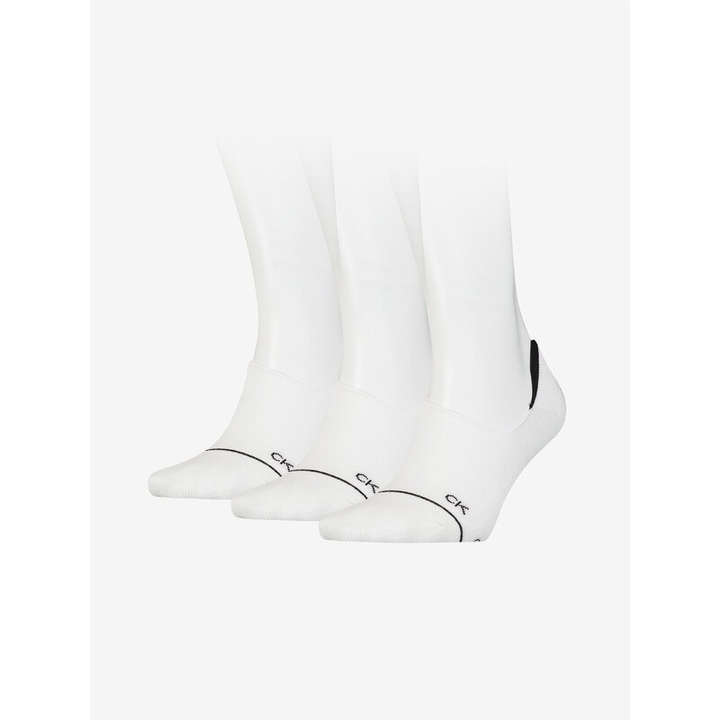 Sada tří párů bílých dámských ponožek Calvin Klein Underwear - Dámské