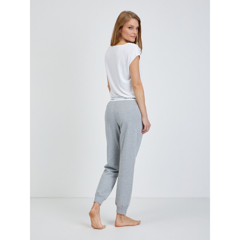 Světle šedé dámské žíhané pyžamové kalhoty Calvin Klein Underwear - Dámské