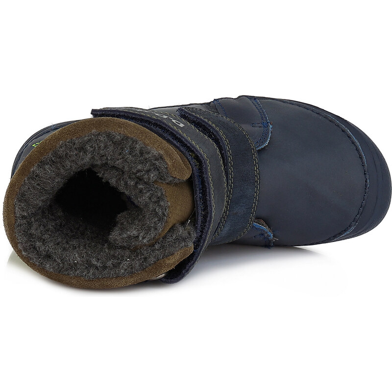 D.D. step chlapecké dětské celokožení zimní boty Barefoot W063-829B Navy