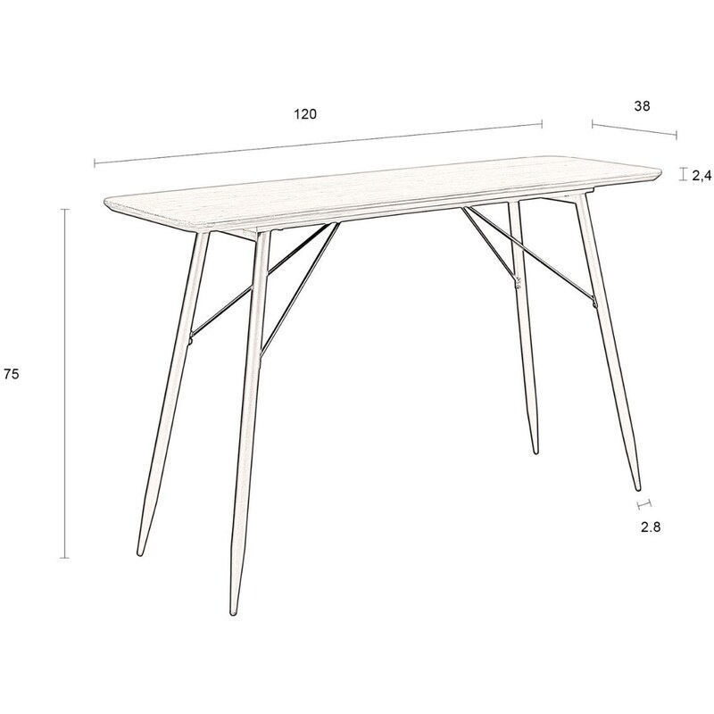 Černý dřevěný toaletní stolek DUTCHBONE Roger 120 x 38 cm