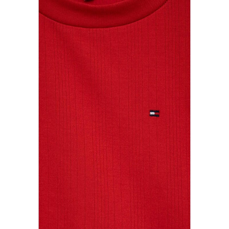 Dětské tričko s dlouhým rukávem Tommy Hilfiger červená barva