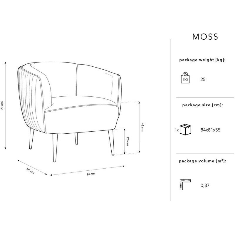 Růžové sametové křeslo MICADONI Moss se zlatou podnoží