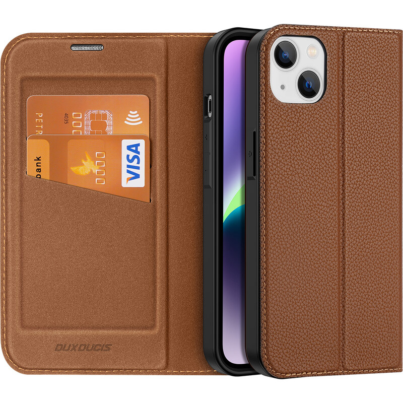 Knížkové pouzdro pro iPhone 14 PLUS - DuxDucis, SkinX2 Brown