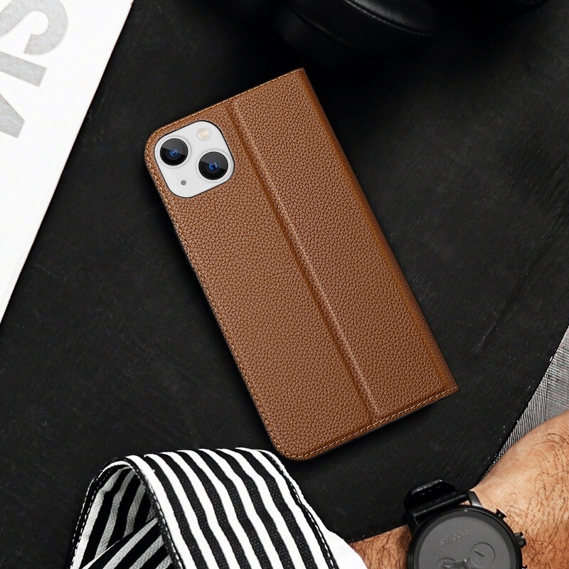 Knížkové pouzdro pro iPhone 14 PLUS - DuxDucis, SkinX2 Brown