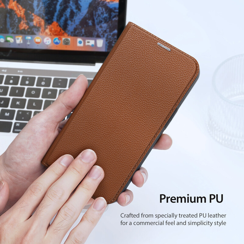 Knížkové pouzdro pro iPhone 14 PLUS - DuxDucis, SkinX2 Brown