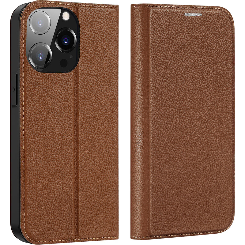 Knížkové pouzdro pro iPhone 14 Pro - DuxDucis, SkinX2 Brown