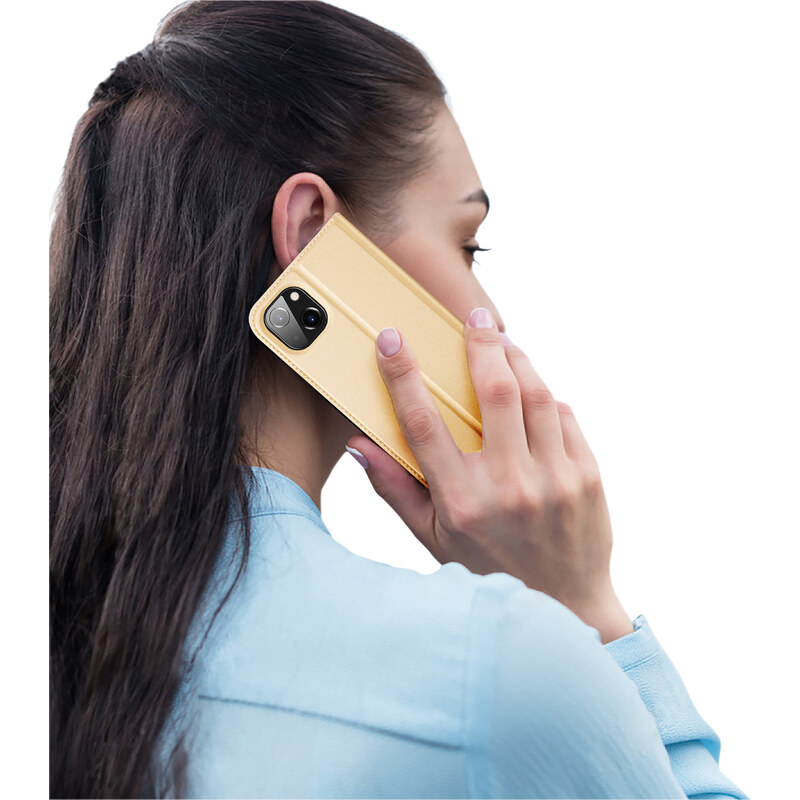 Knížkové pouzdro pro iPhone 14 PLUS - DuxDucis, SkinPro Gold