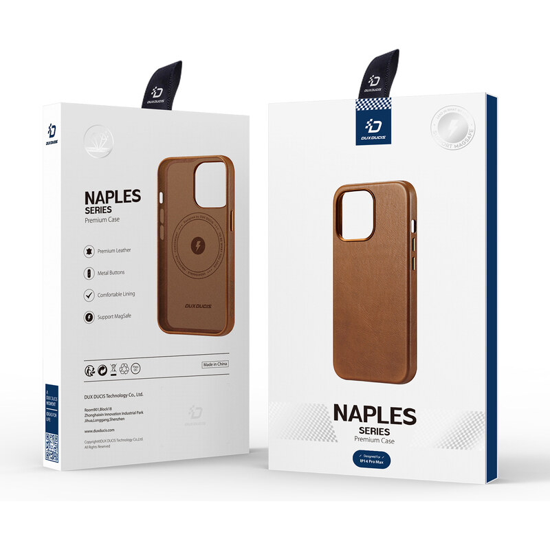 Kožený kryt na iPhone 14 Pro MAX - DuxDucis, Naples with MagSafe Brown