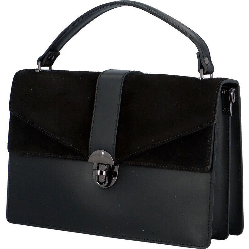 Dámská elegantní kožená kabelka černá - ItalY Lumea černá