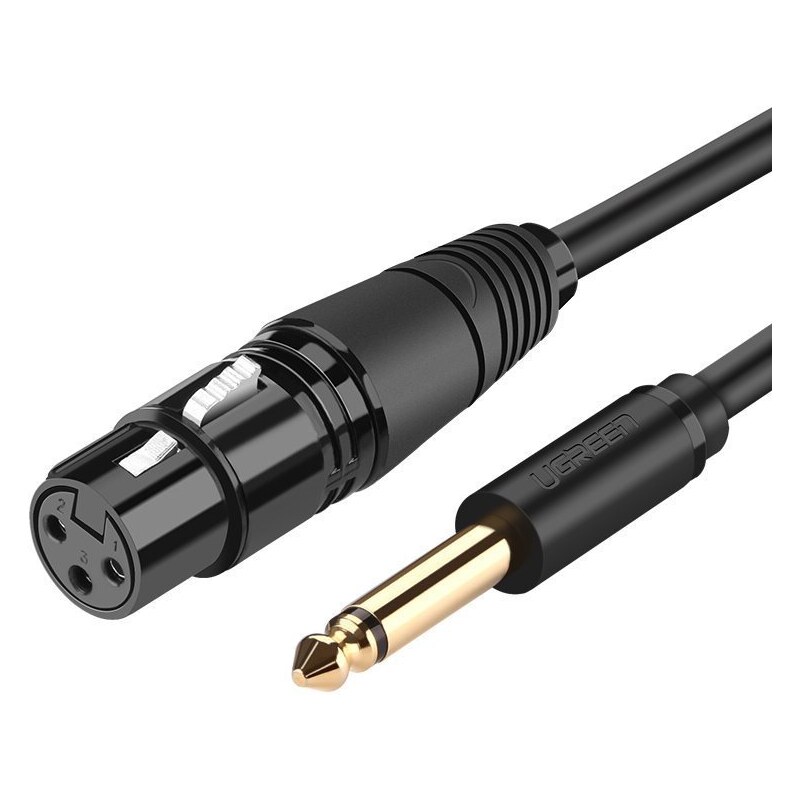 Ugreen audio kabel k XLR mikrofonu (samice) 6,35 mm jack (samec) 3 m Černá