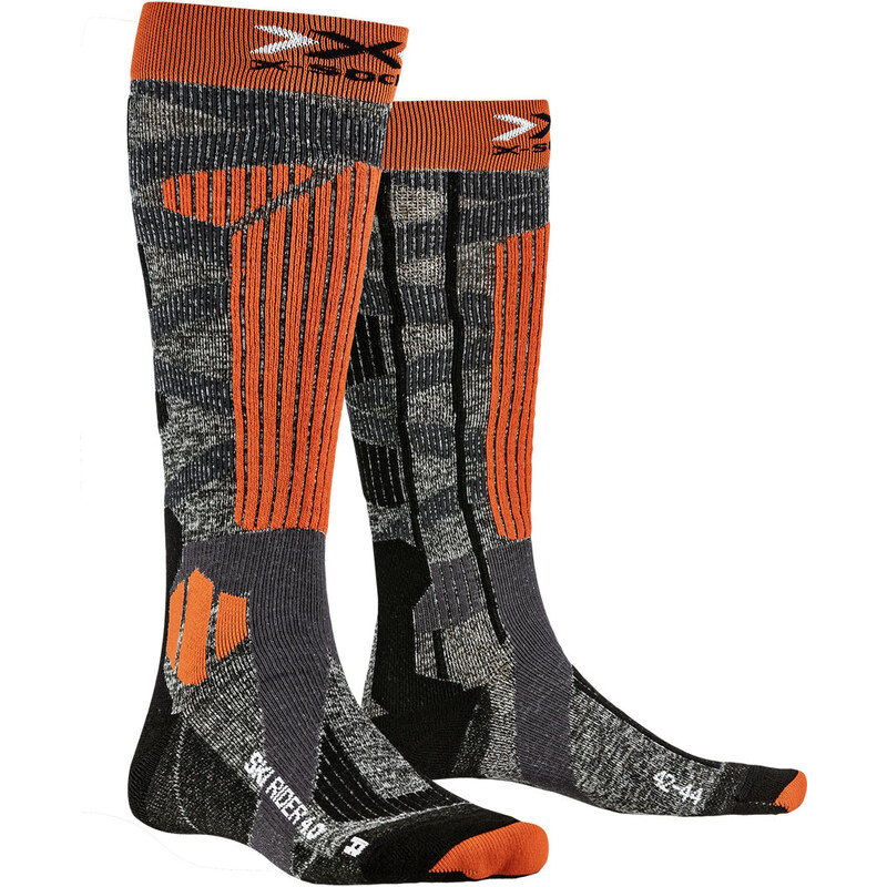 X-SOCKS Ski Rider 4.0 Stone Grey Melange/X-Orange