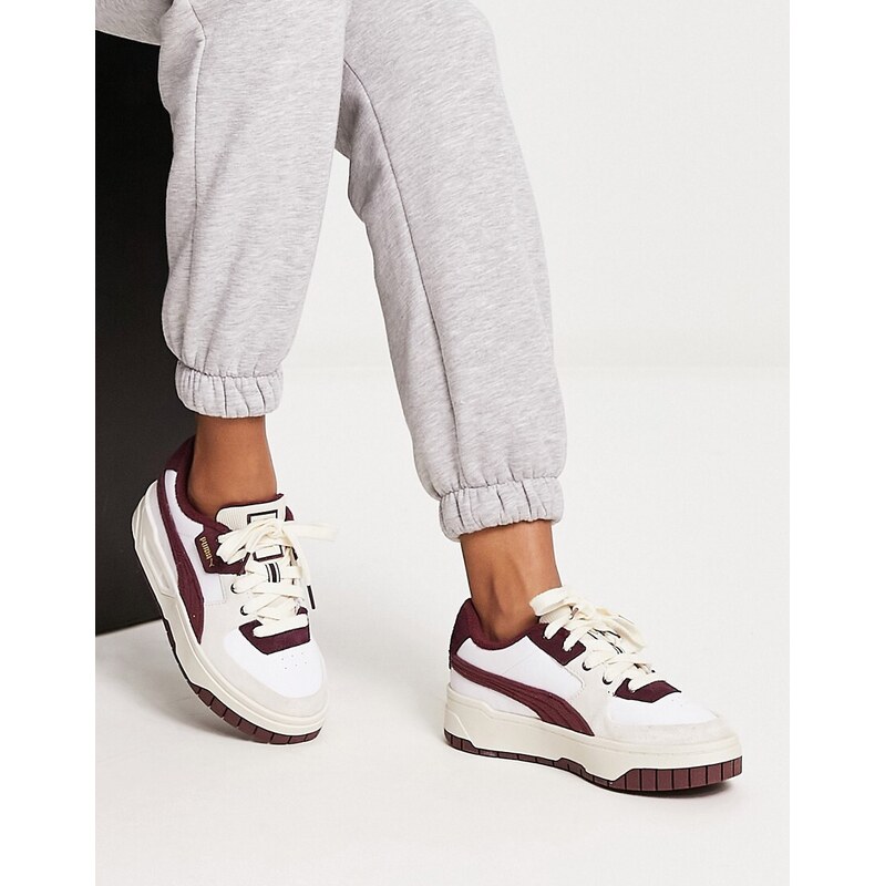 Puma Cali Dream chunky trainers in off white and burgundy