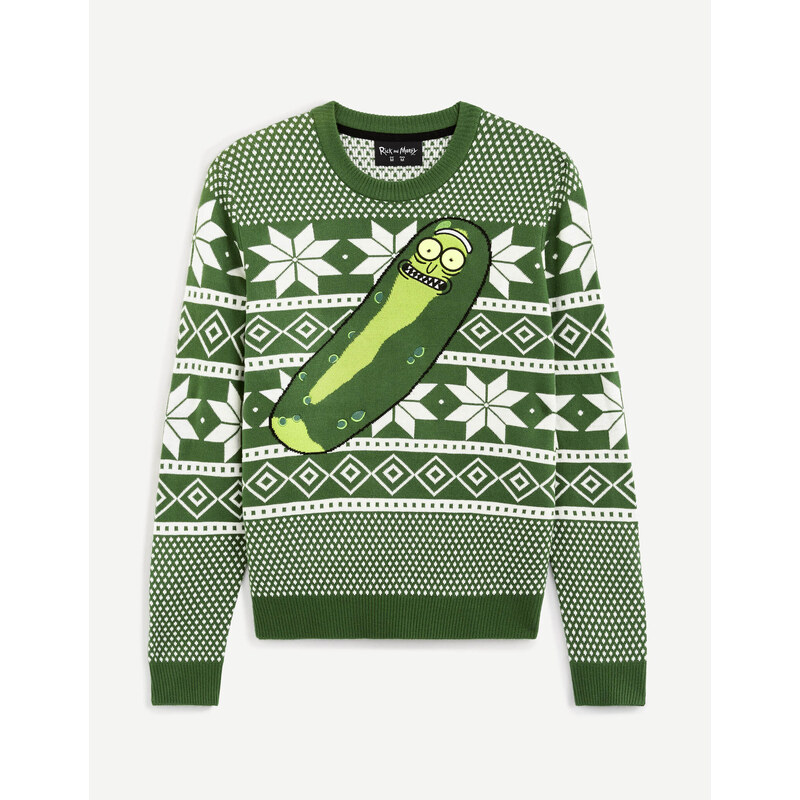Celio Vánoční svetr Pickle Rick - Pánské