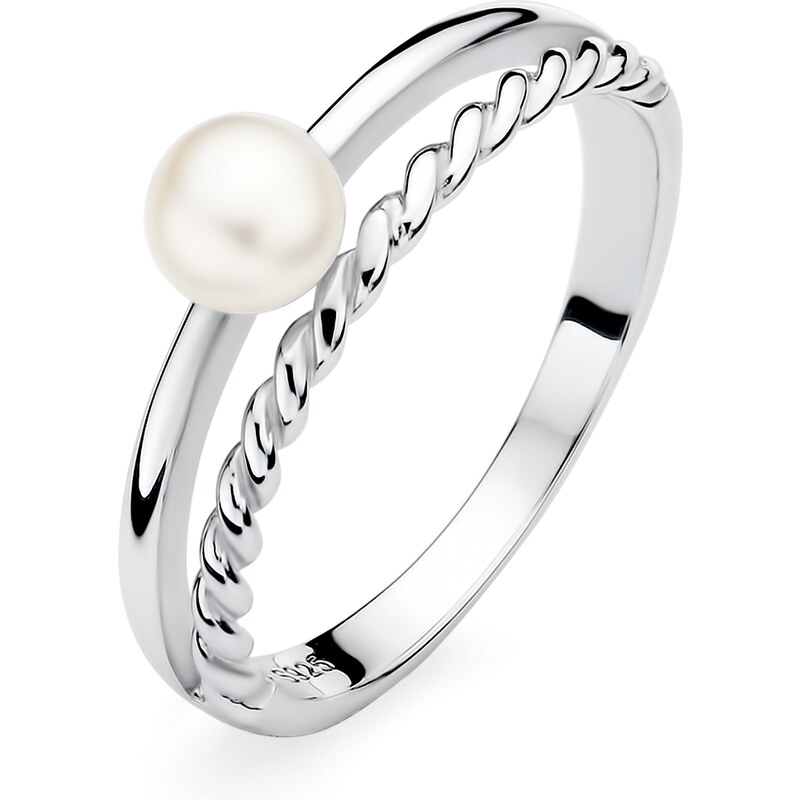 Stříbrný prsten se sladkovodní bílou Gaura perlou Planet Shop