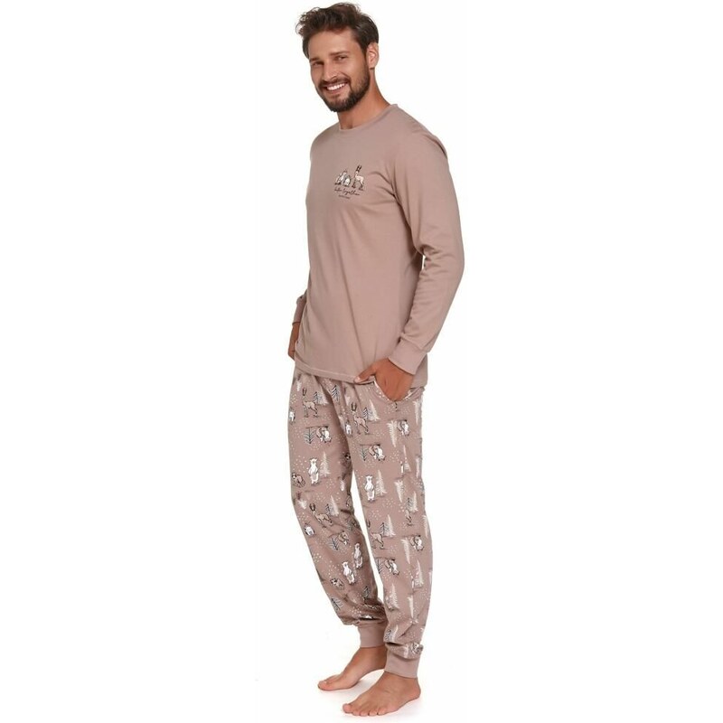 DN Nightwear Pánské pyžamo Damian hnědé